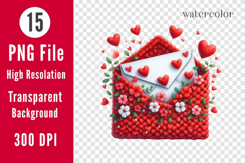 Red Valentine Crochet Envelopes Clipart Bundle - CraftNest - Digital Crafting and Art