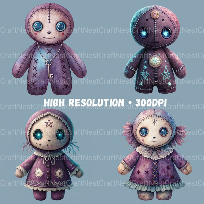 Purple Voodoo Dolls Clipart Bundle - CraftNest - Digital Crafting and Art