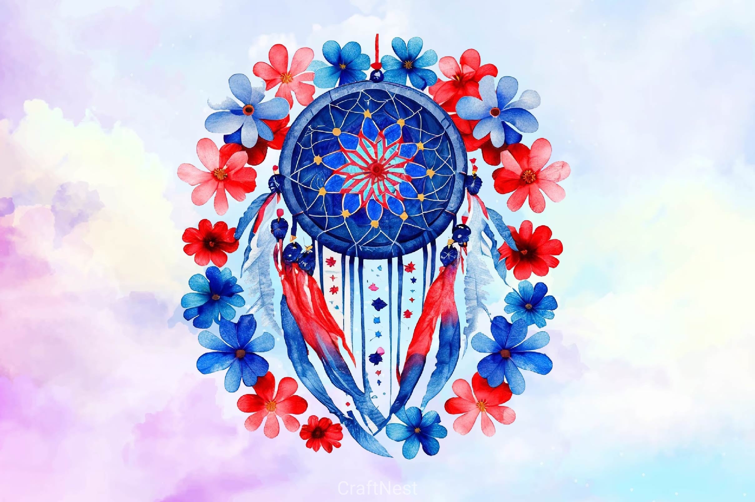 4th Of July Floral Dream Catcher Clipart Bundle - CraftNest - Digital Crafting and Art