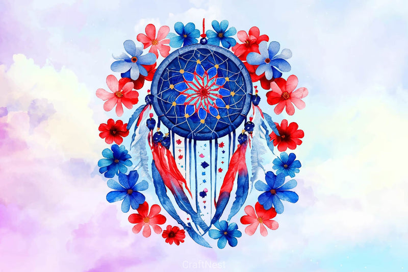 4th Of July Floral Dream Catcher Clipart Bundle - CraftNest - Digital Crafting and Art