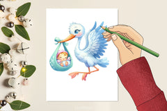 Stork Baby Delivery Clipart Bundle - CraftNest - Digital Crafting and Art