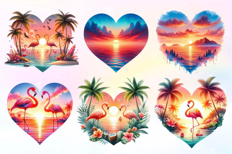 Heart Shaped Sunset Clipart Bundle 2 - CraftNest - Digital Crafting and Art