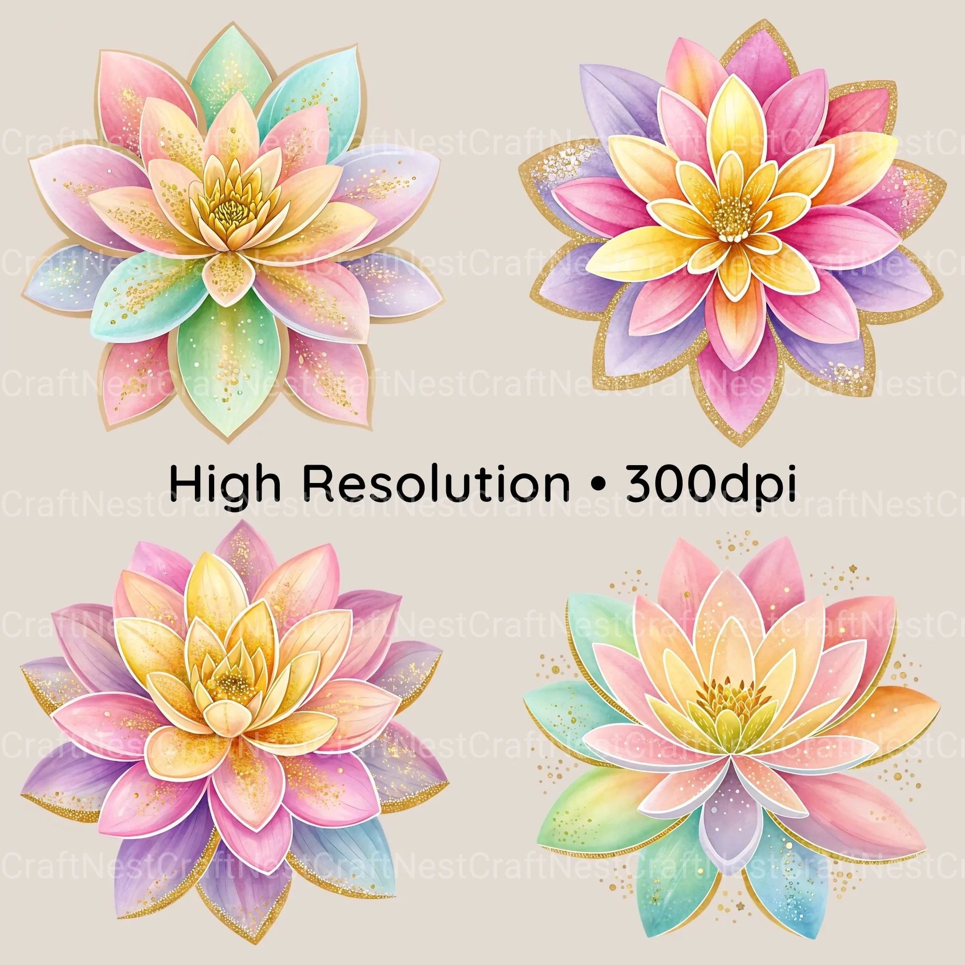 Glitter Flowers Clipart Bundle - CraftNest - Digital Crafting and Art