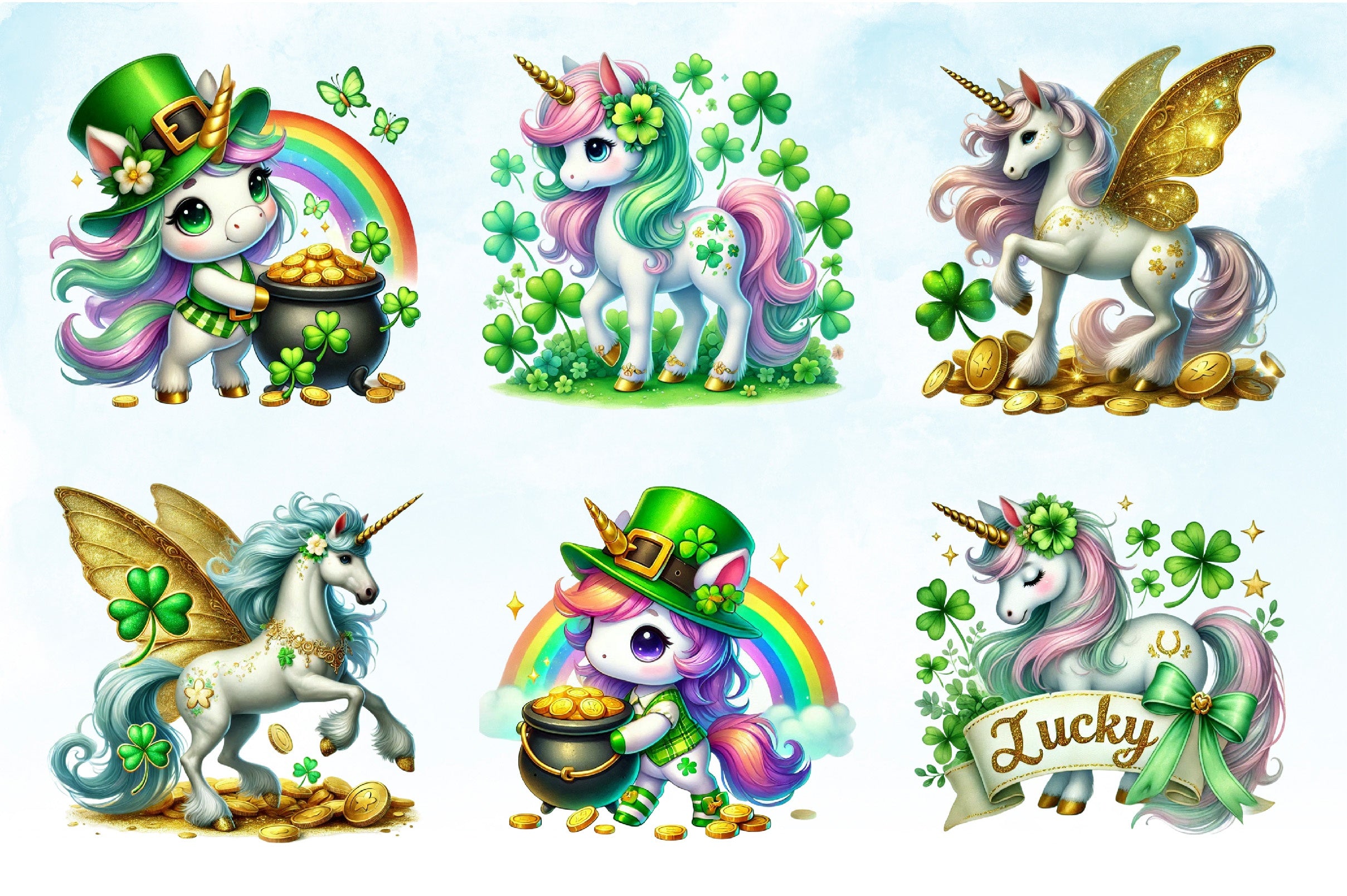 St Patrick's Day Unicorns Clipart Bundle 2 - CraftNest - Digital Crafting and Art