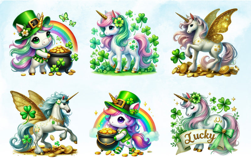 St Patrick's Day Unicorns Clipart Bundle 2 - CraftNest - Digital Crafting and Art