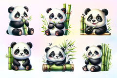 Panda With Bamboo Clipart Bundle - CraftNest - Digital Crafting and Art