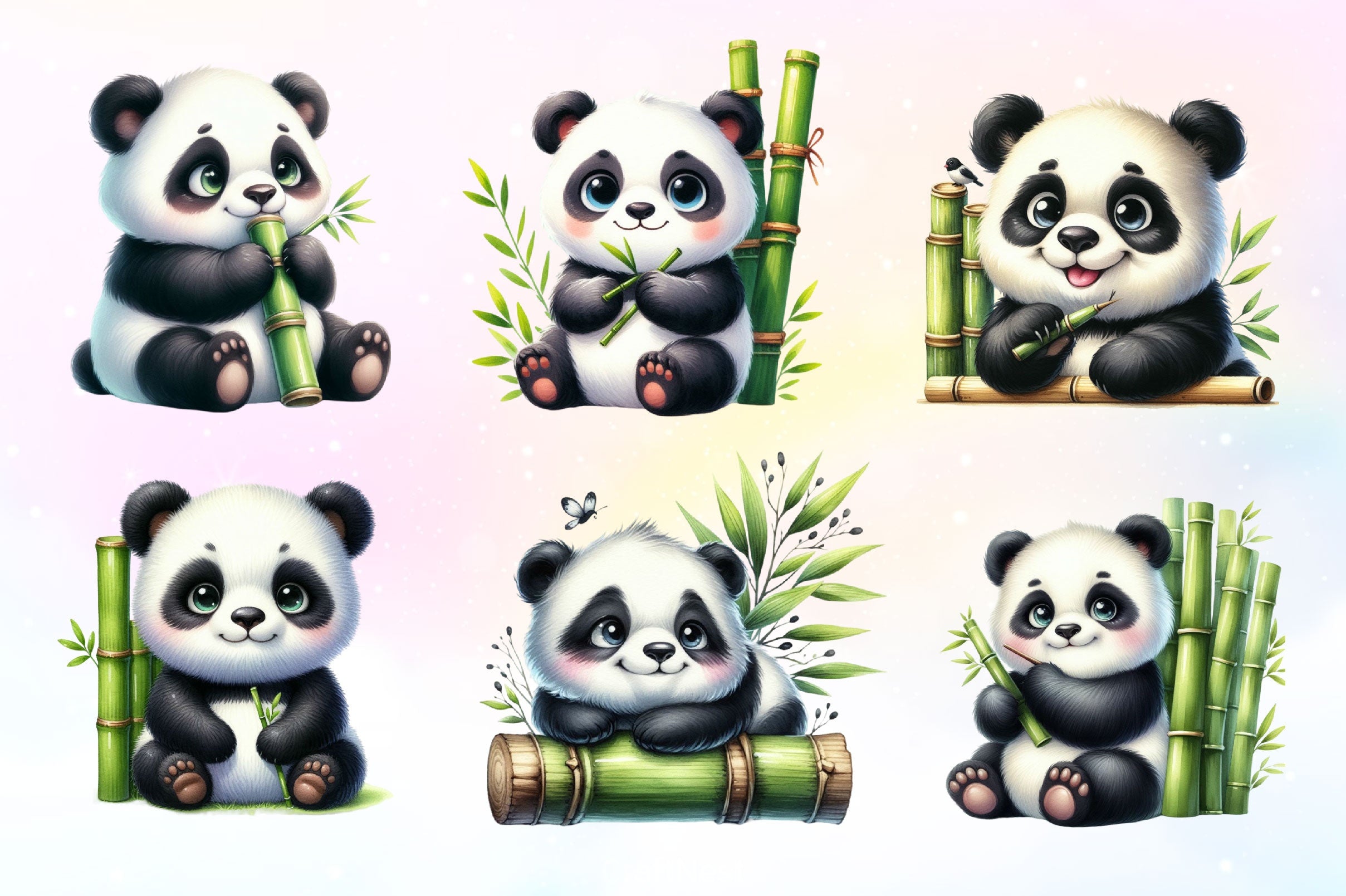 Panda With Bamboo Clipart Bundle - CraftNest - Digital Crafting and Art