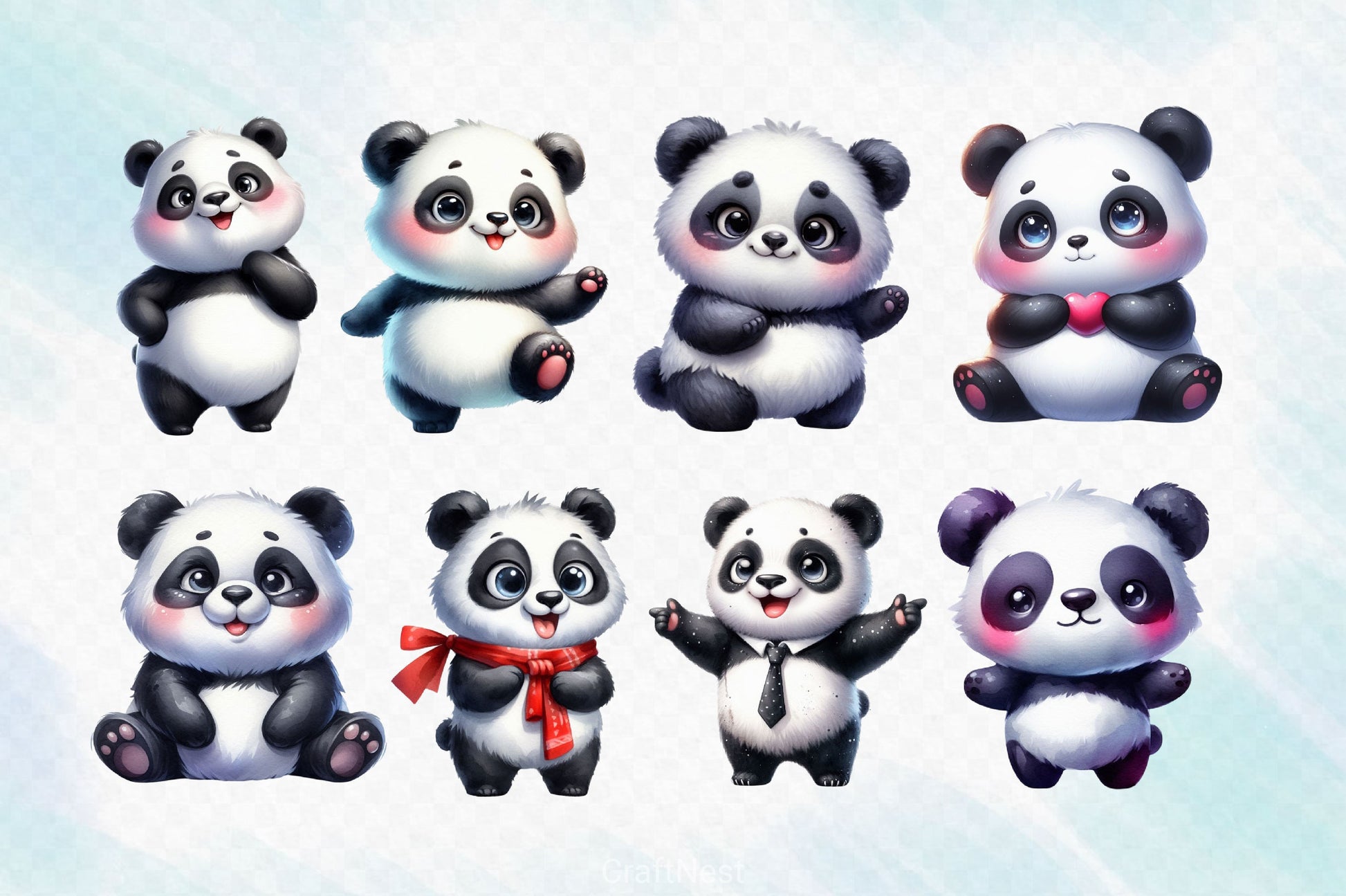 Funny Cute Panda Clipart Bundle - CraftNest - Digital Crafting and Art