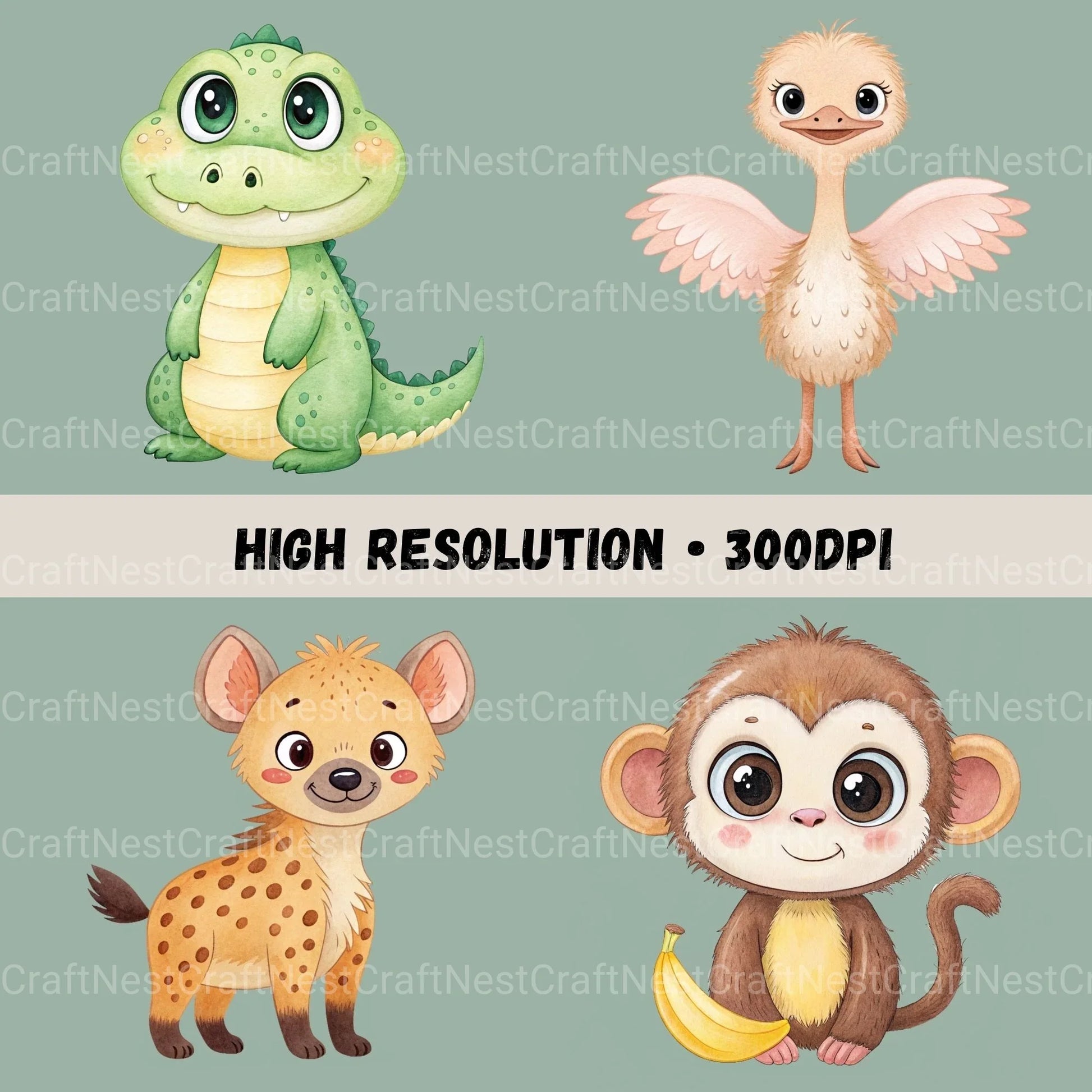 Safari Animals Clipart Bundle 4 - CraftNest - Digital Crafting and Art