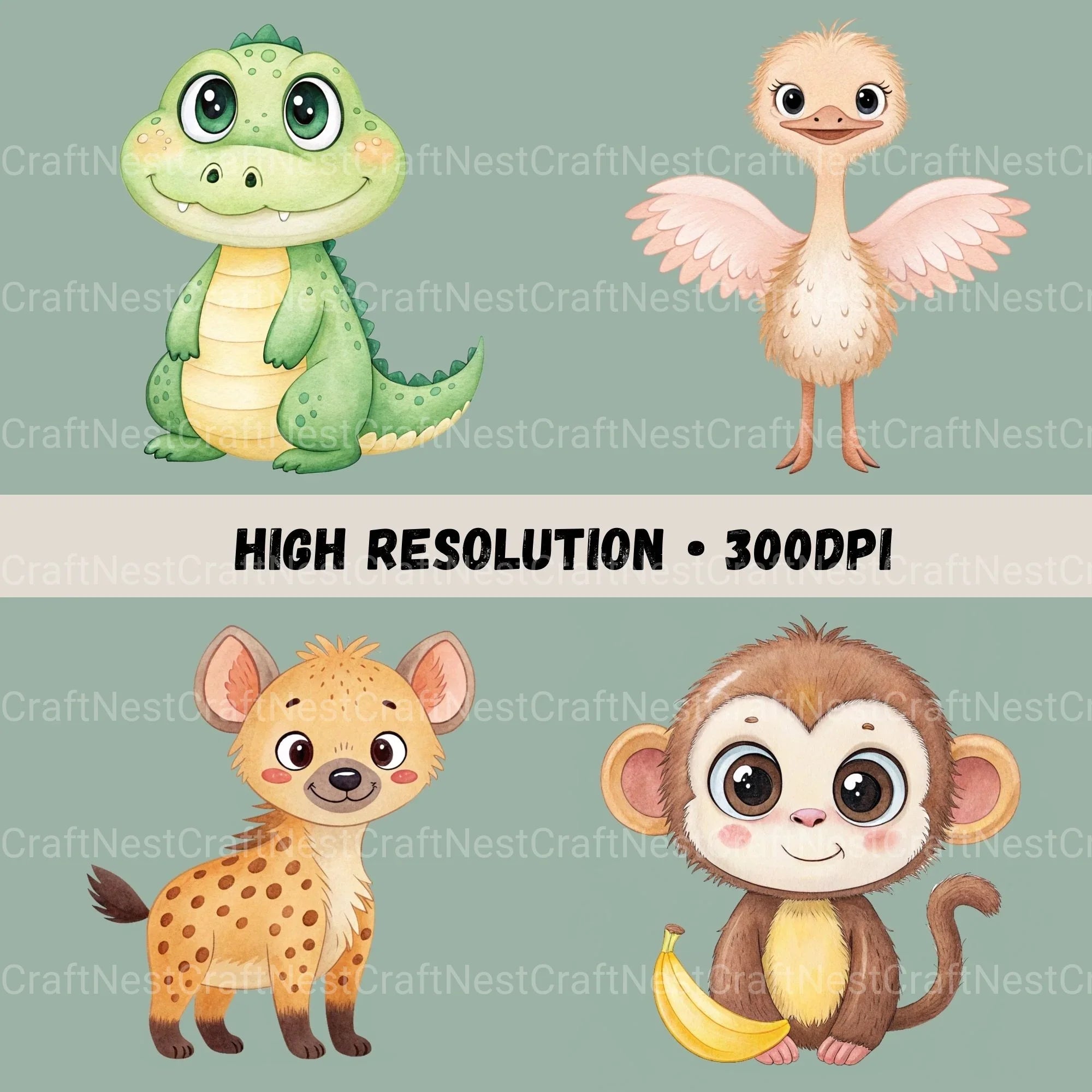 Safari Animals Clipart Bundle 4 - CraftNest - Digital Crafting and Art