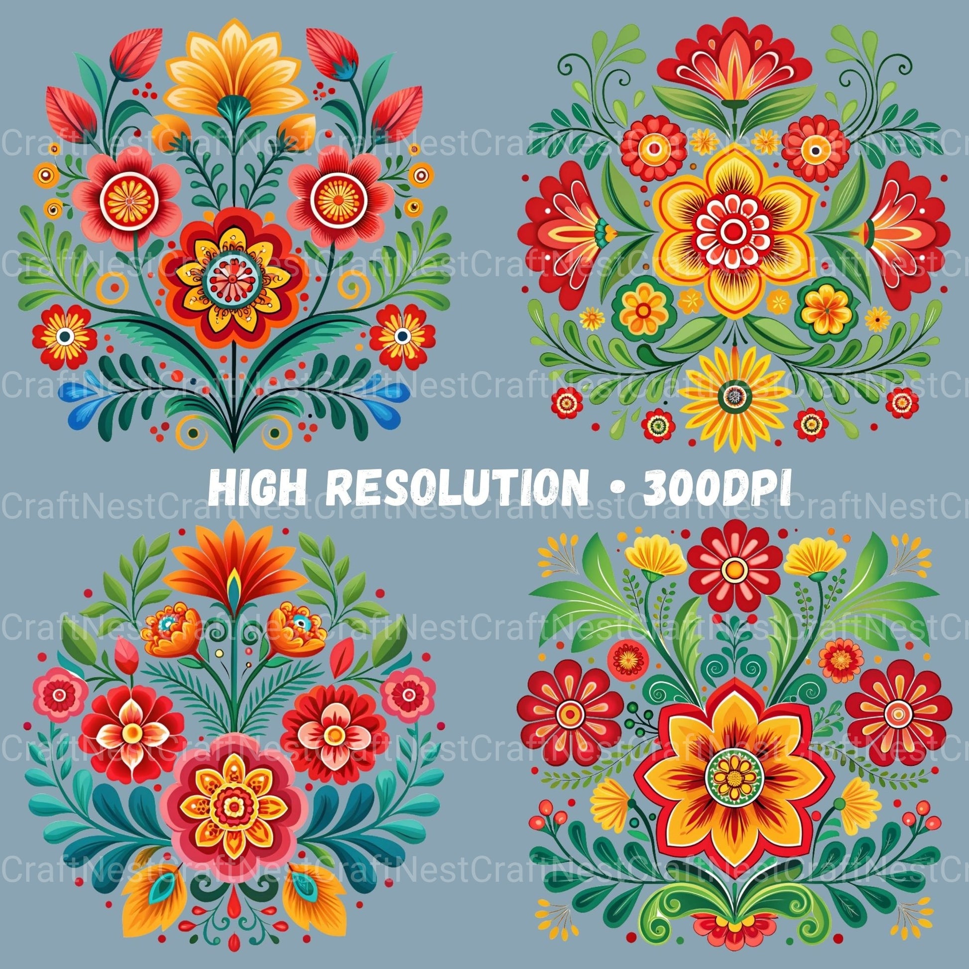 Mexican Flowers 3 Clipart Bundle - CraftNest - Digital Crafting and Art