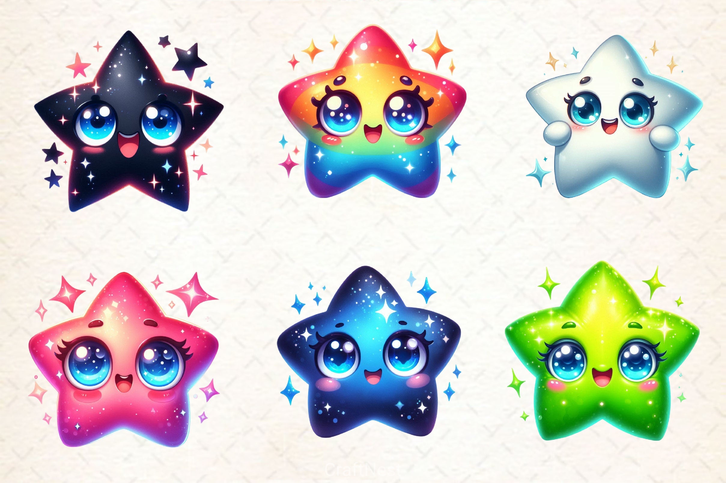Kawaii Star Clipart Bundle 2 - CraftNest - Digital Crafting and Art