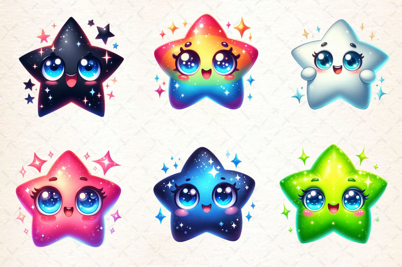 Kawaii Star Clipart Bundle 2 - CraftNest - Digital Crafting and Art