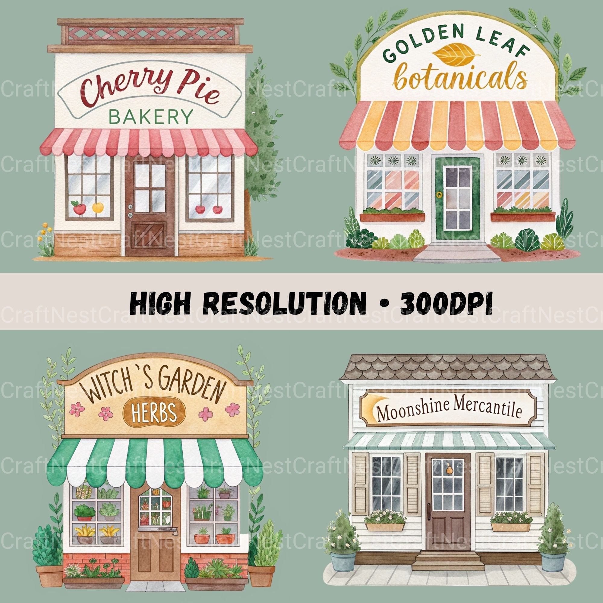 Village Shops Clipart Bundle - CraftNest - Digital Crafting and Art