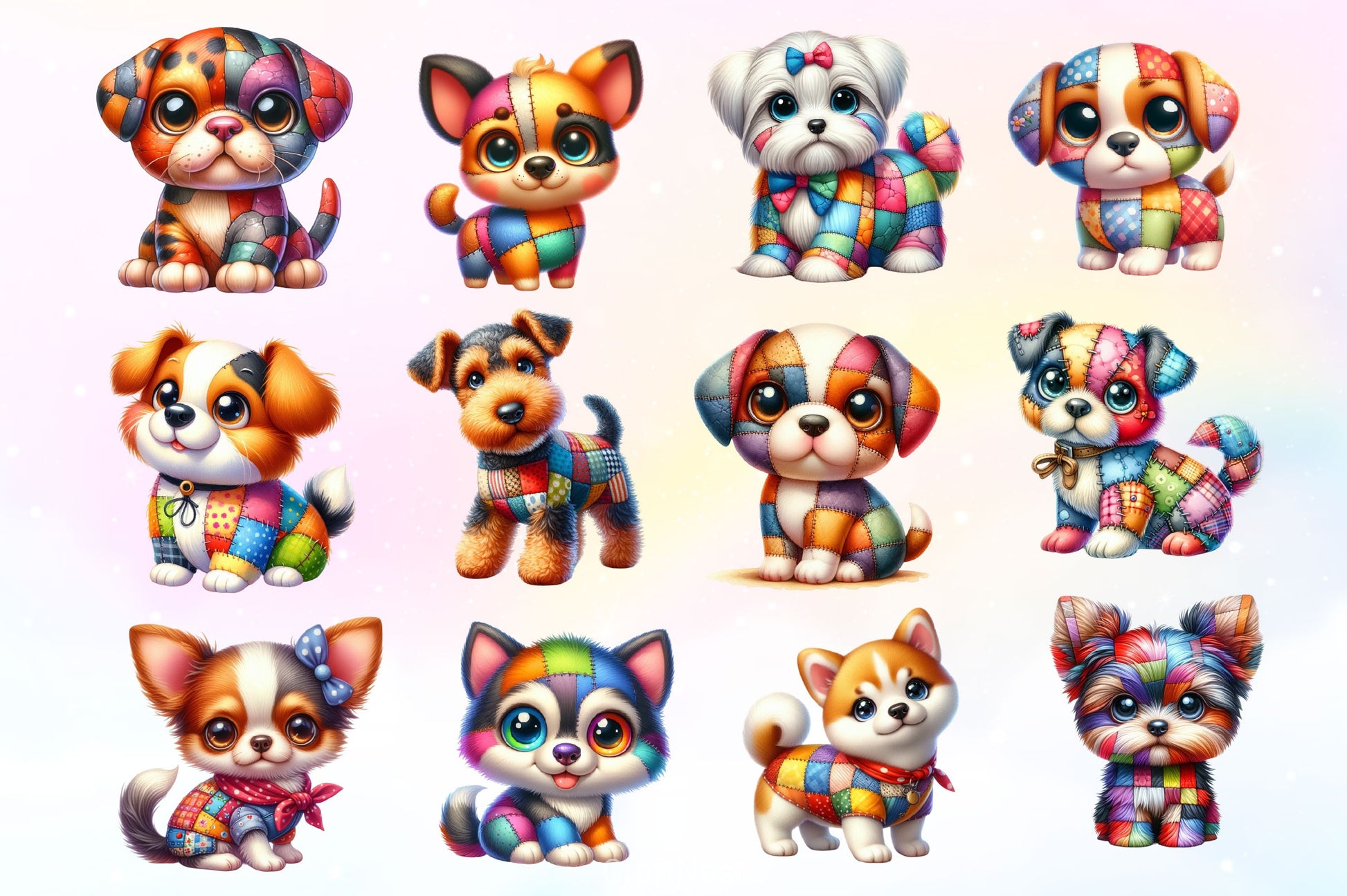 Patchwork Cute Dog Clipart Bundle - CraftNest - Digital Crafting and Art