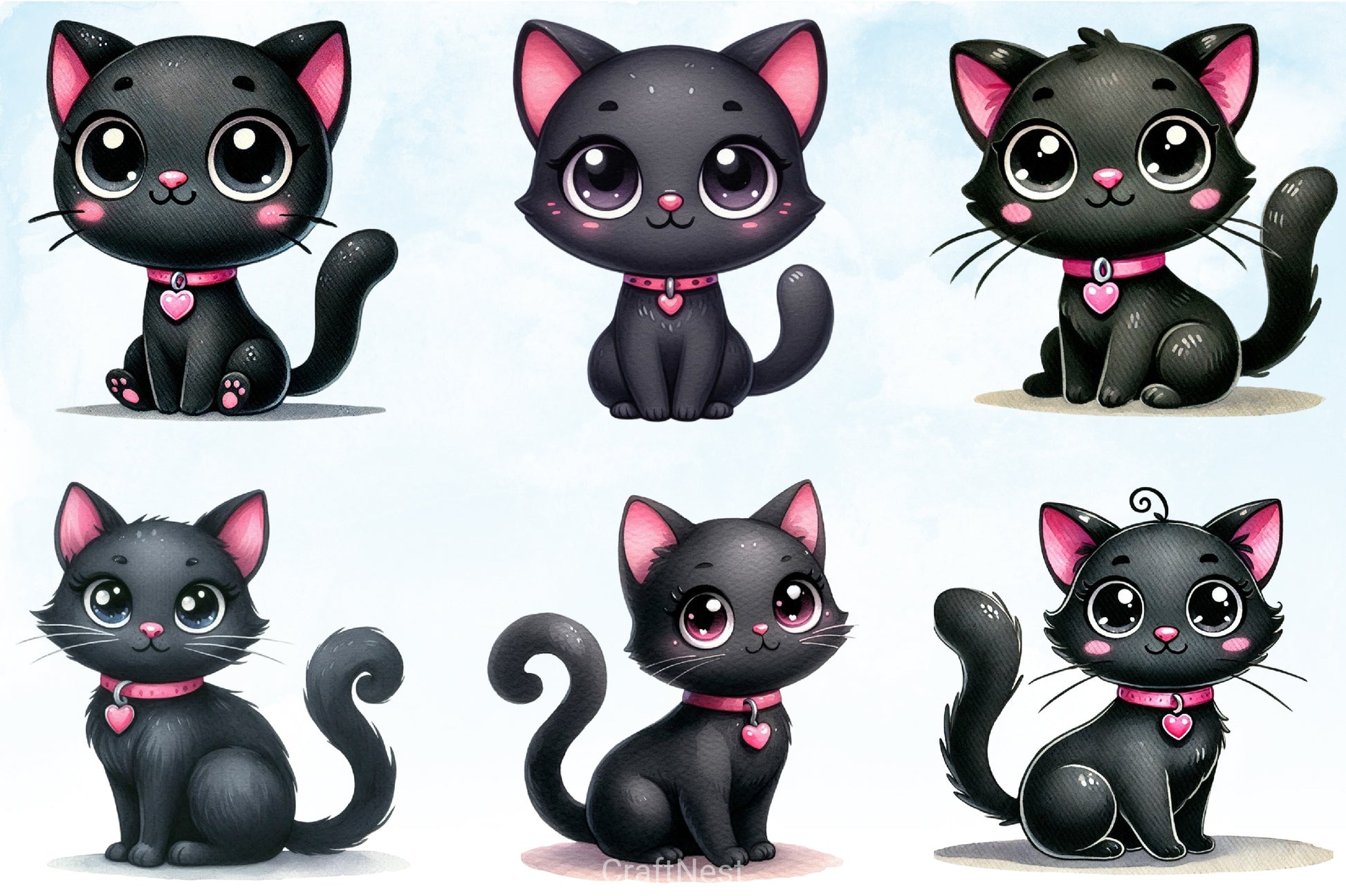 Valentine Black Cat Clipart Bundle - CraftNest - Digital Crafting and Art