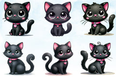 Valentine Black Cat Clipart Bundle - CraftNest - Digital Crafting and Art