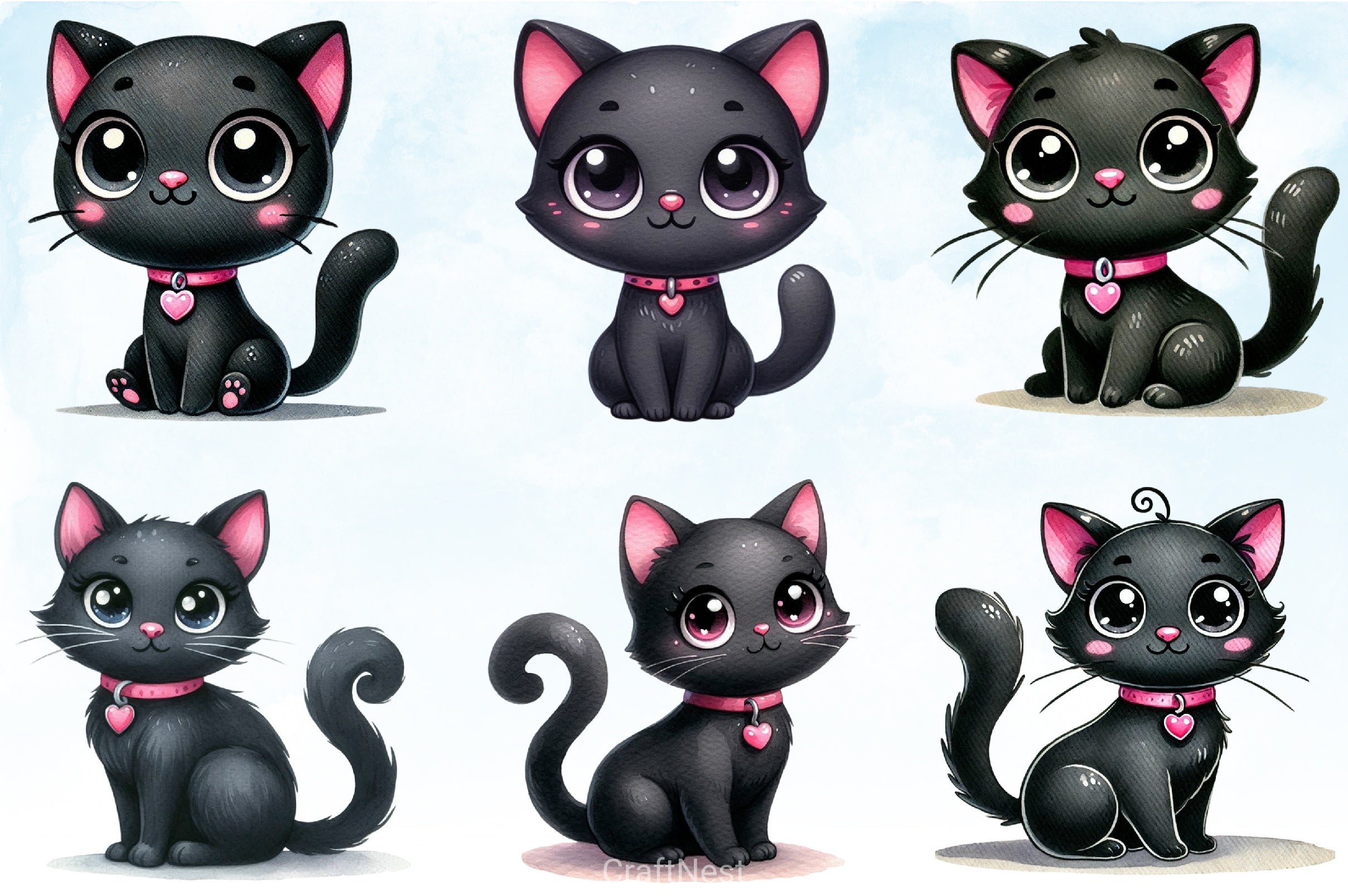 Valentine Black Cat Clipart Bundle - CraftNest - Digital Crafting and Art