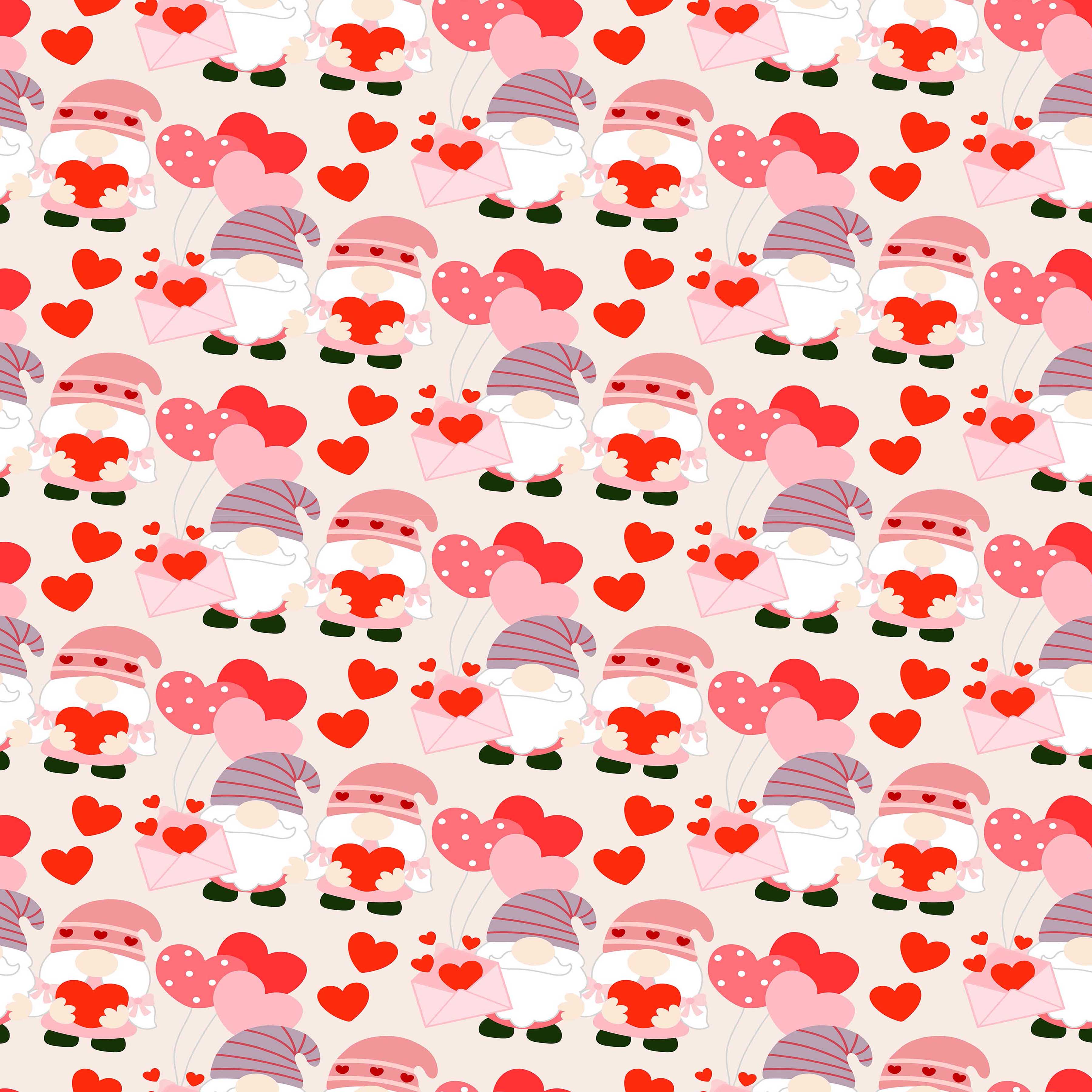 Valentines Day Gnome Seamless Digital Paper - CraftNest - Digital Crafting and Art