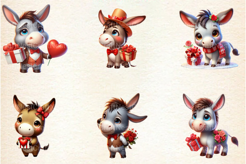 Valentine's Day Funny Donkey Clipart Bundle - CraftNest - Digital Crafting and Art