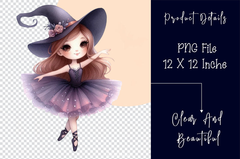 Halloween Ballet Witch Clipart Bundle - CraftNest - Digital Crafting and Art