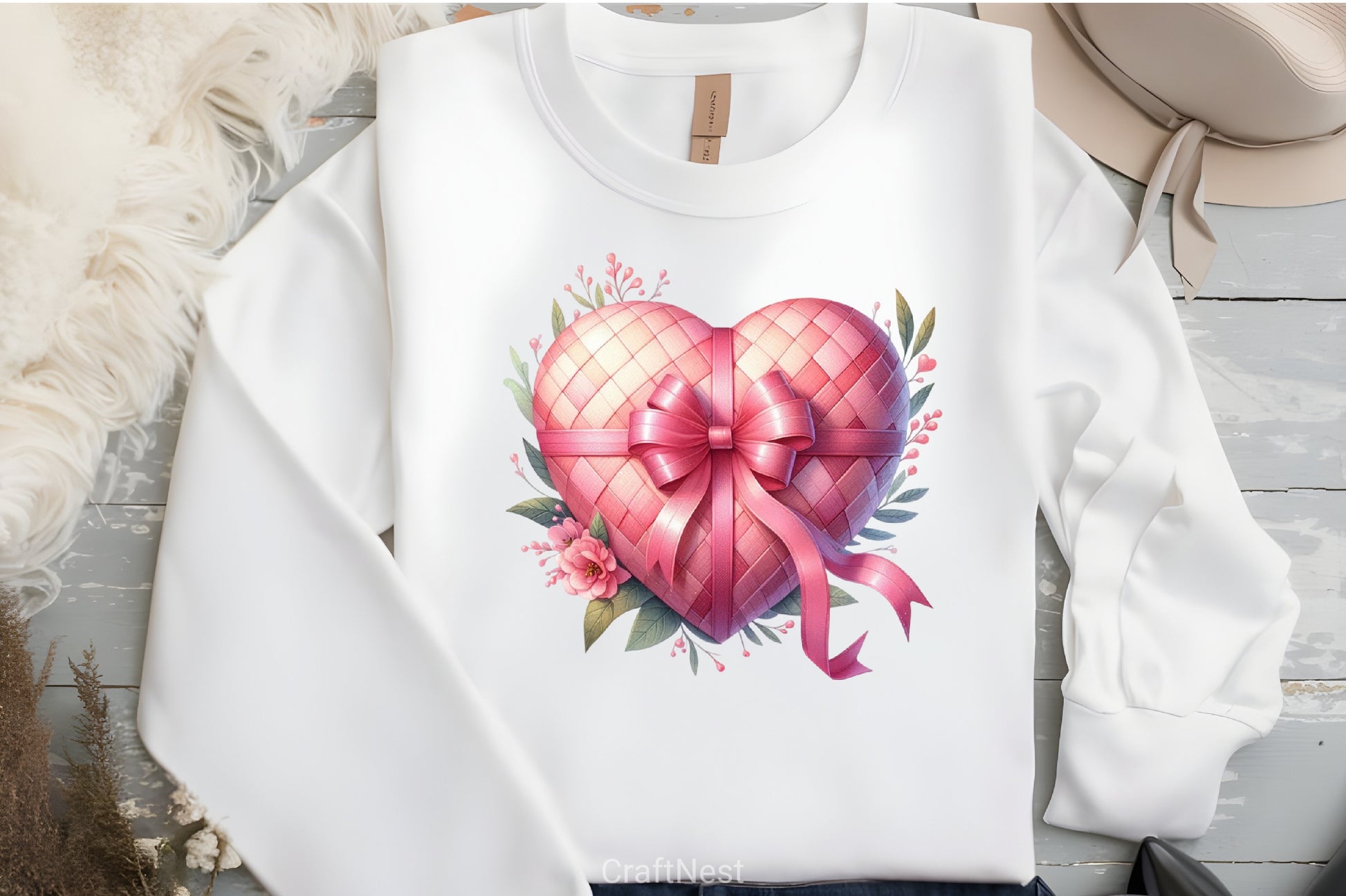 Valentine's Pink Heart Bow Clipart Bundle - CraftNest - Digital Crafting and Art