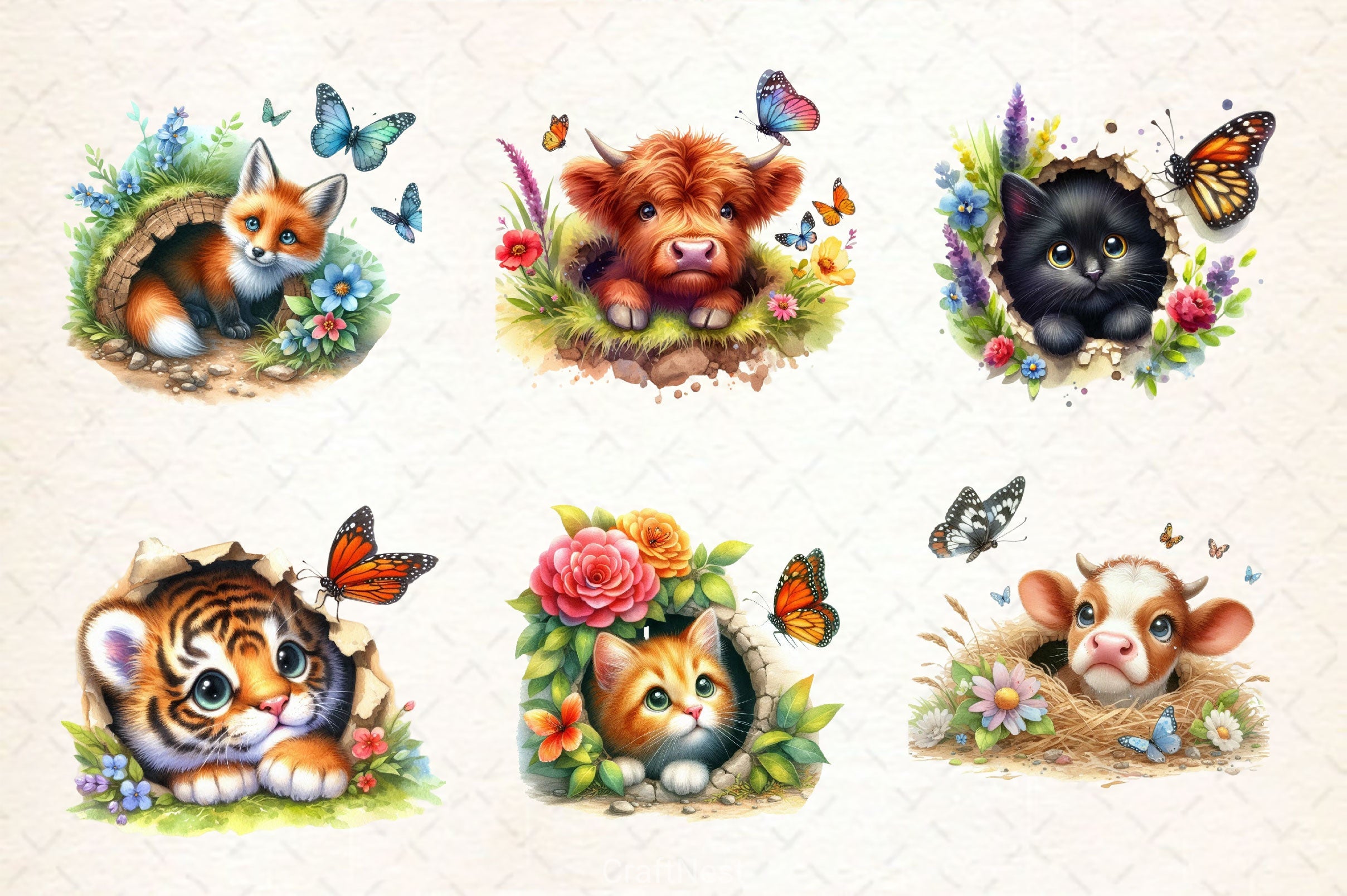 Funny Animals Hole Clipart Bundle 4 - CraftNest - Digital Crafting and Art