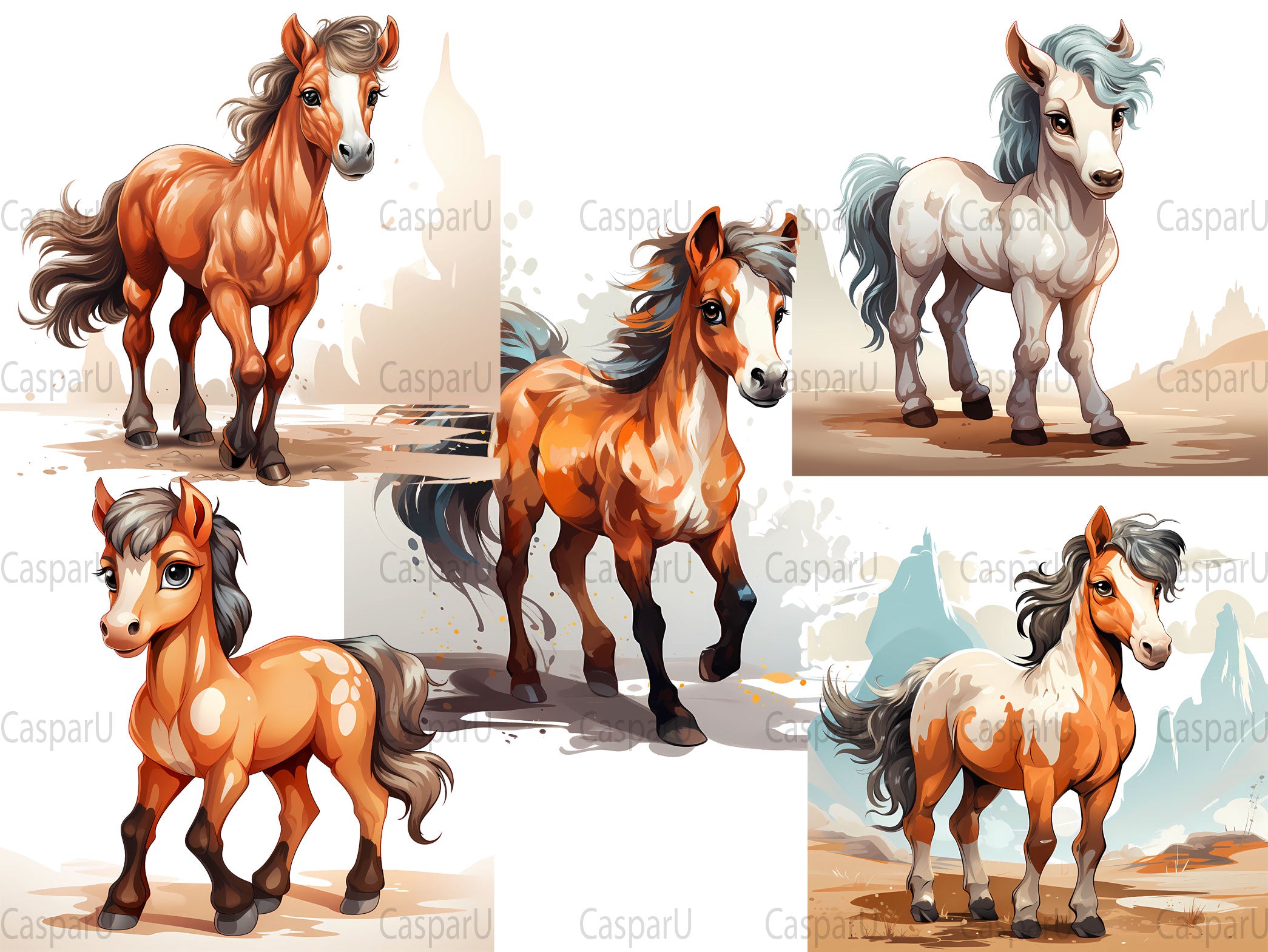 Cute Horses Clipart - CraftNest