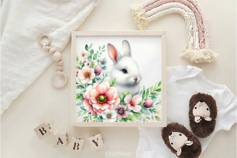 Flower Easter Bunny Clipart Bundle - CraftNest - Digital Crafting and Art