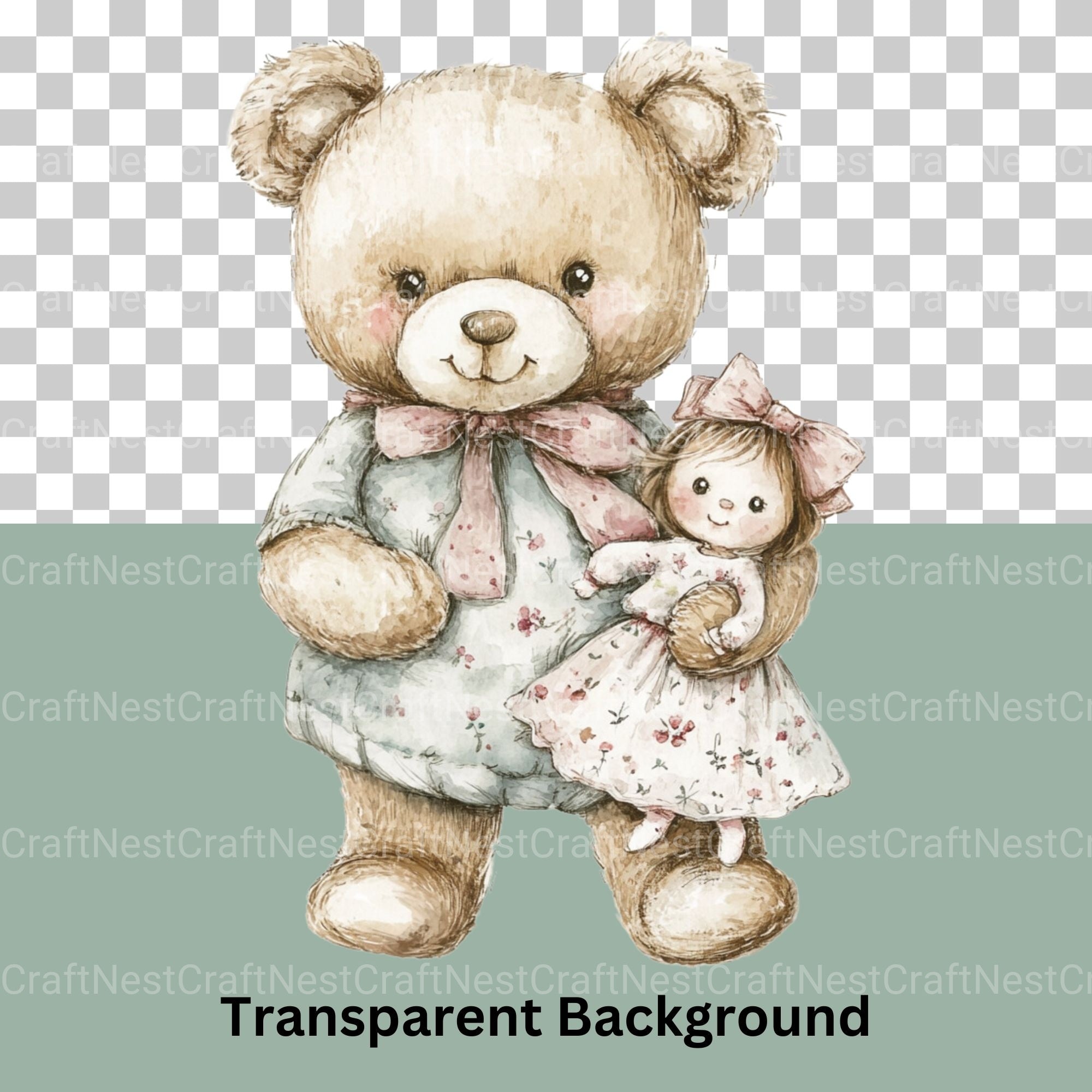 Teddy Bears 2 Clipart Bundle - CraftNest - Digital Crafting and Art