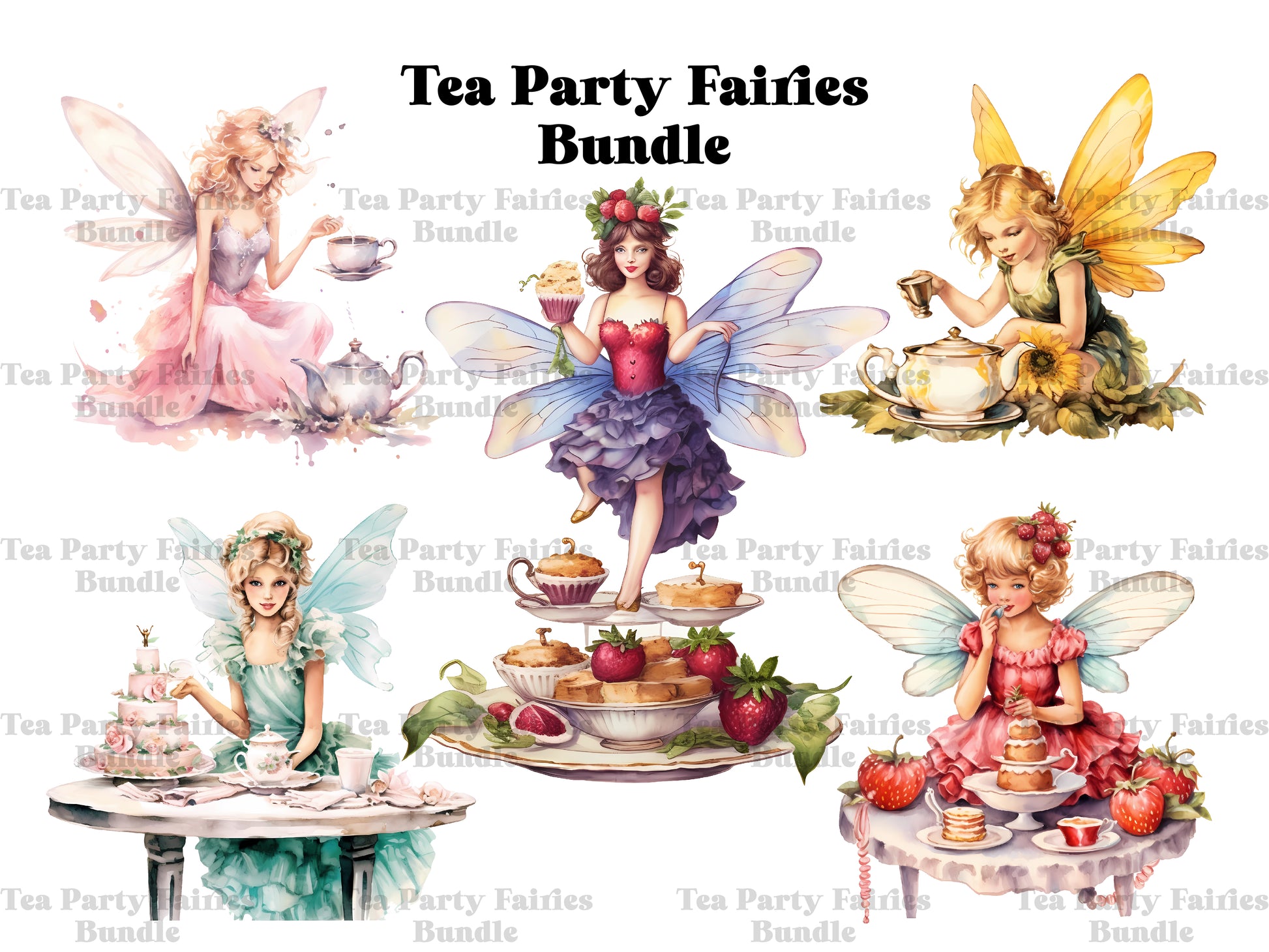 Tea Party Fairies Clipart - CraftNest