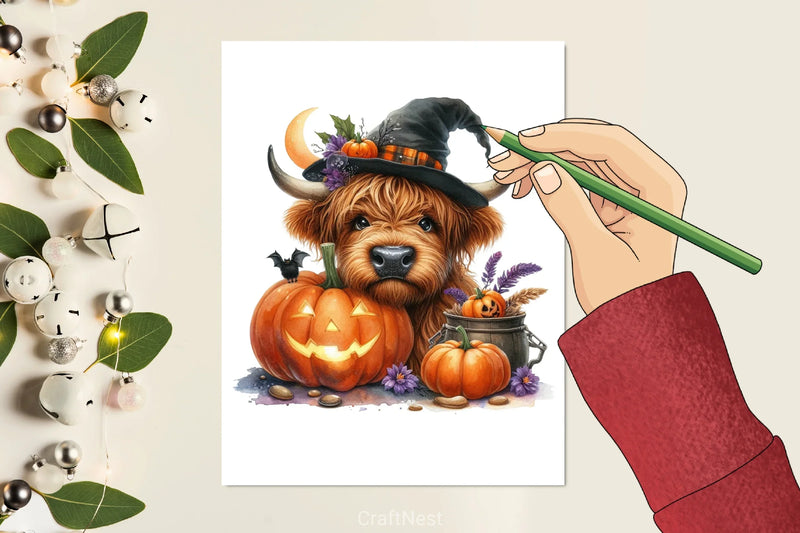 Halloween Highland Cow Clipart Bundle - CraftNest - Digital Crafting and Art