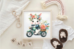 Easter Flower Biker Bunny Clipart Bundle - CraftNest - Digital Crafting and Art