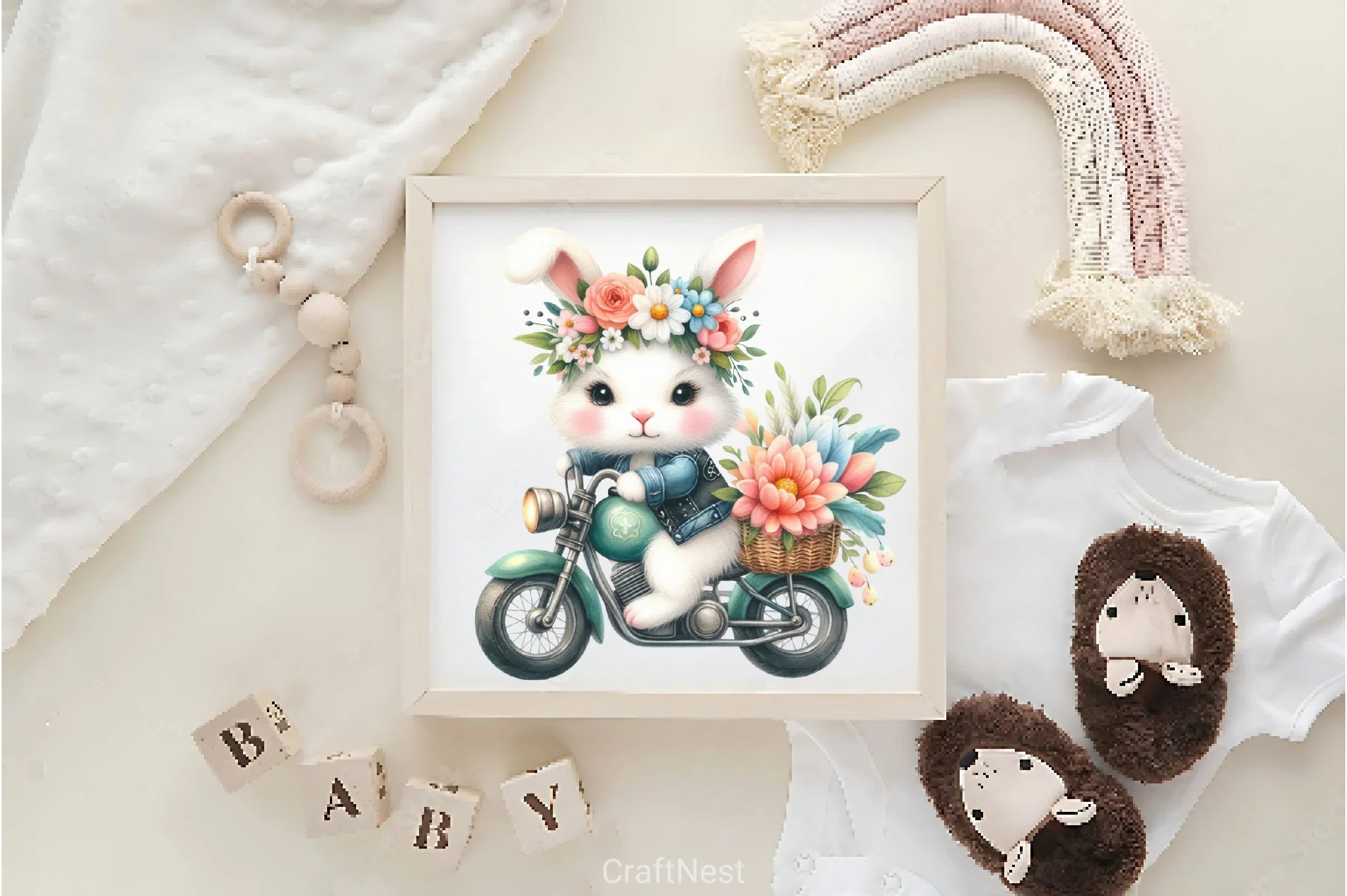 Easter Flower Biker Bunny Clipart Bundle - CraftNest - Digital Crafting and Art