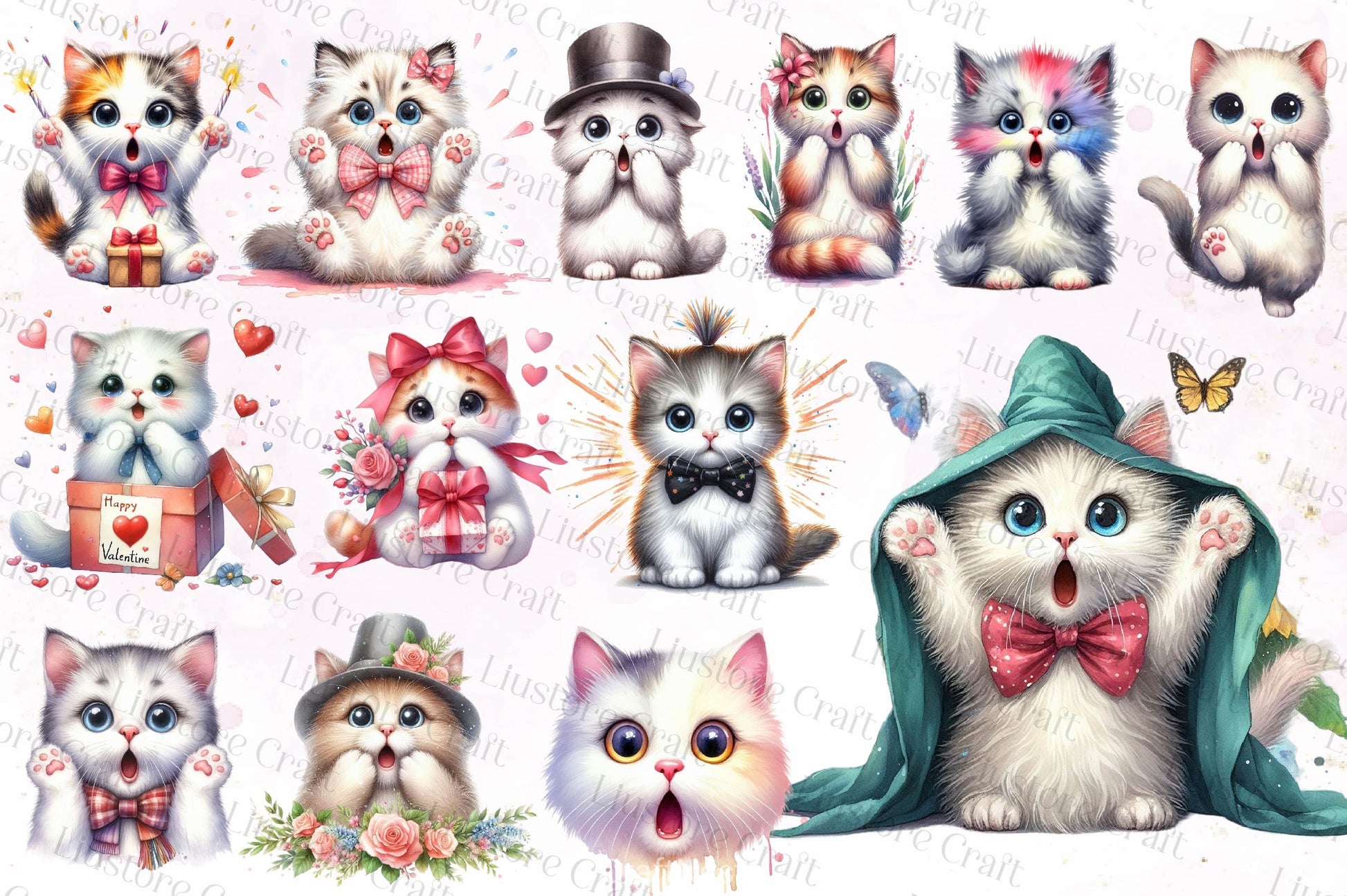 Surprise Cat Clipart Bundle - CraftNest - Digital Crafting and Art