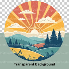 Retro Sunsets 2 Clipart Bundle 1 - CraftNest - Digital Crafting and Art