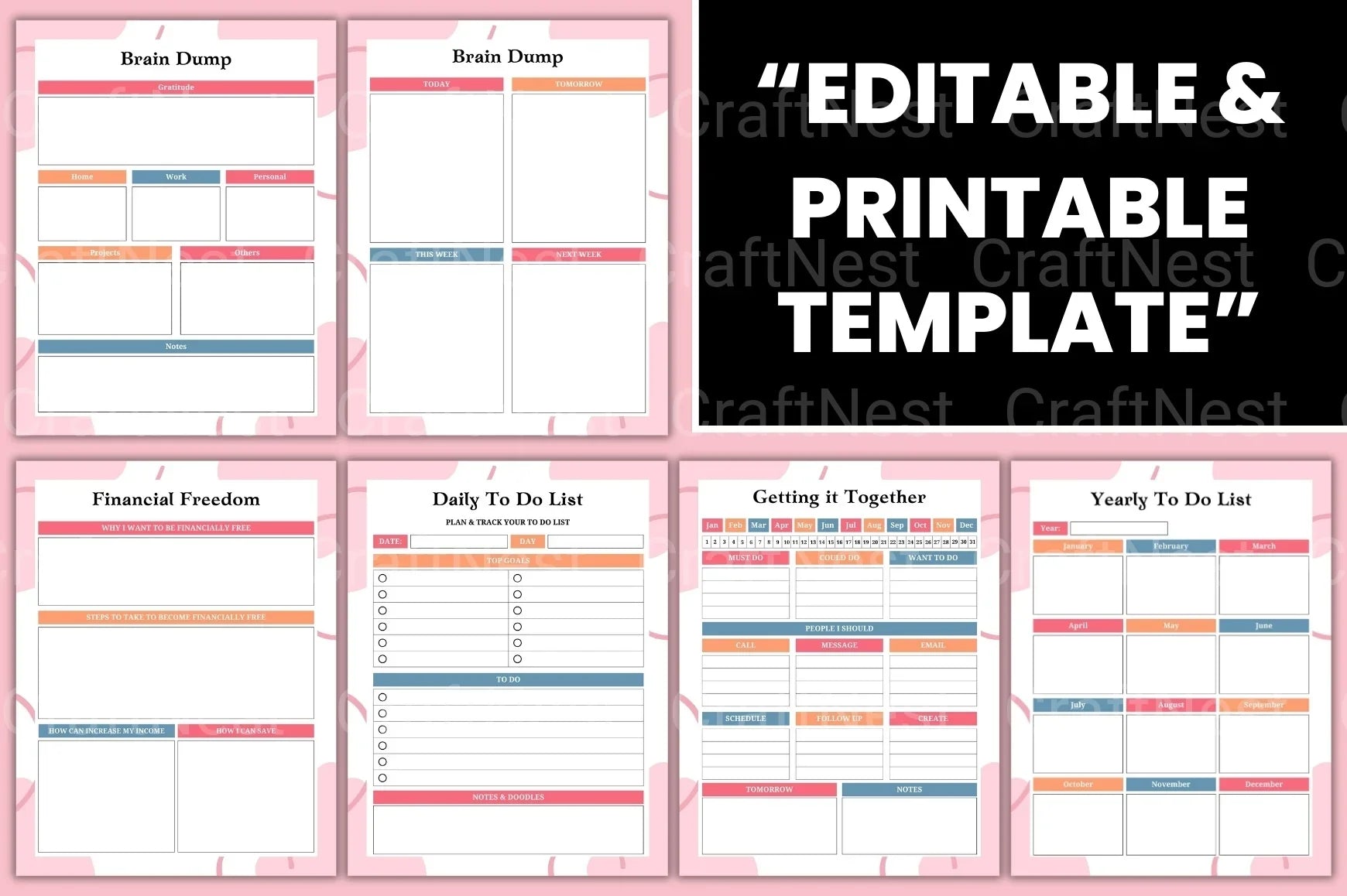 ADHD Brain Dump Worksheets for Focus and Organization - CraftNest - Digital Crafting and Art