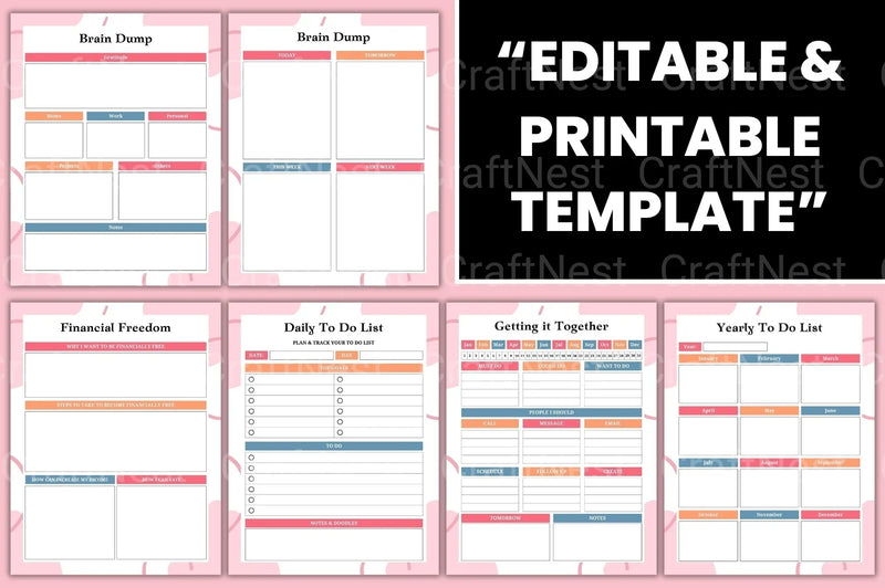 ADHD Brain Dump Worksheets for Focus and Organization - CraftNest - Digital Crafting and Art