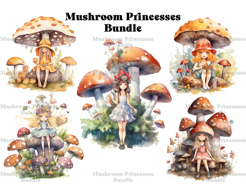 Mushroom Princesses Clipart - CraftNest