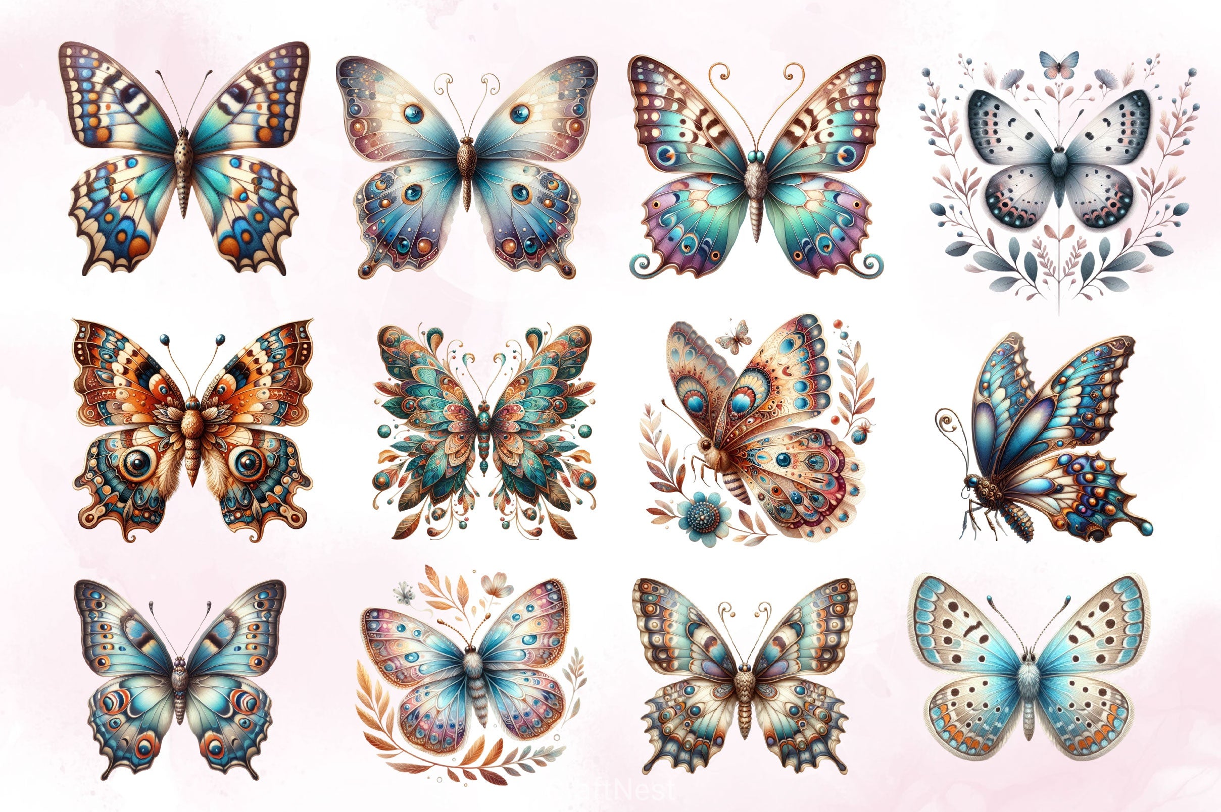 Vintage Butterfly Clipart Bundle 3 - CraftNest - Digital Crafting and Art
