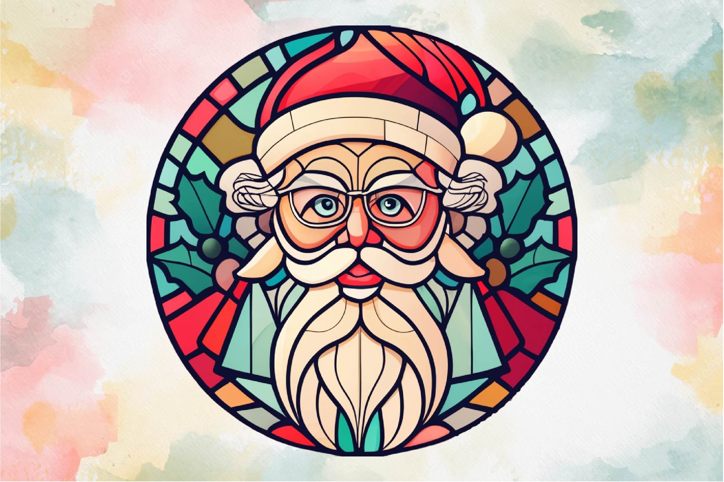 Round Santa Stained Glass Clipart Bundle - CraftNest - Digital Crafting and Art