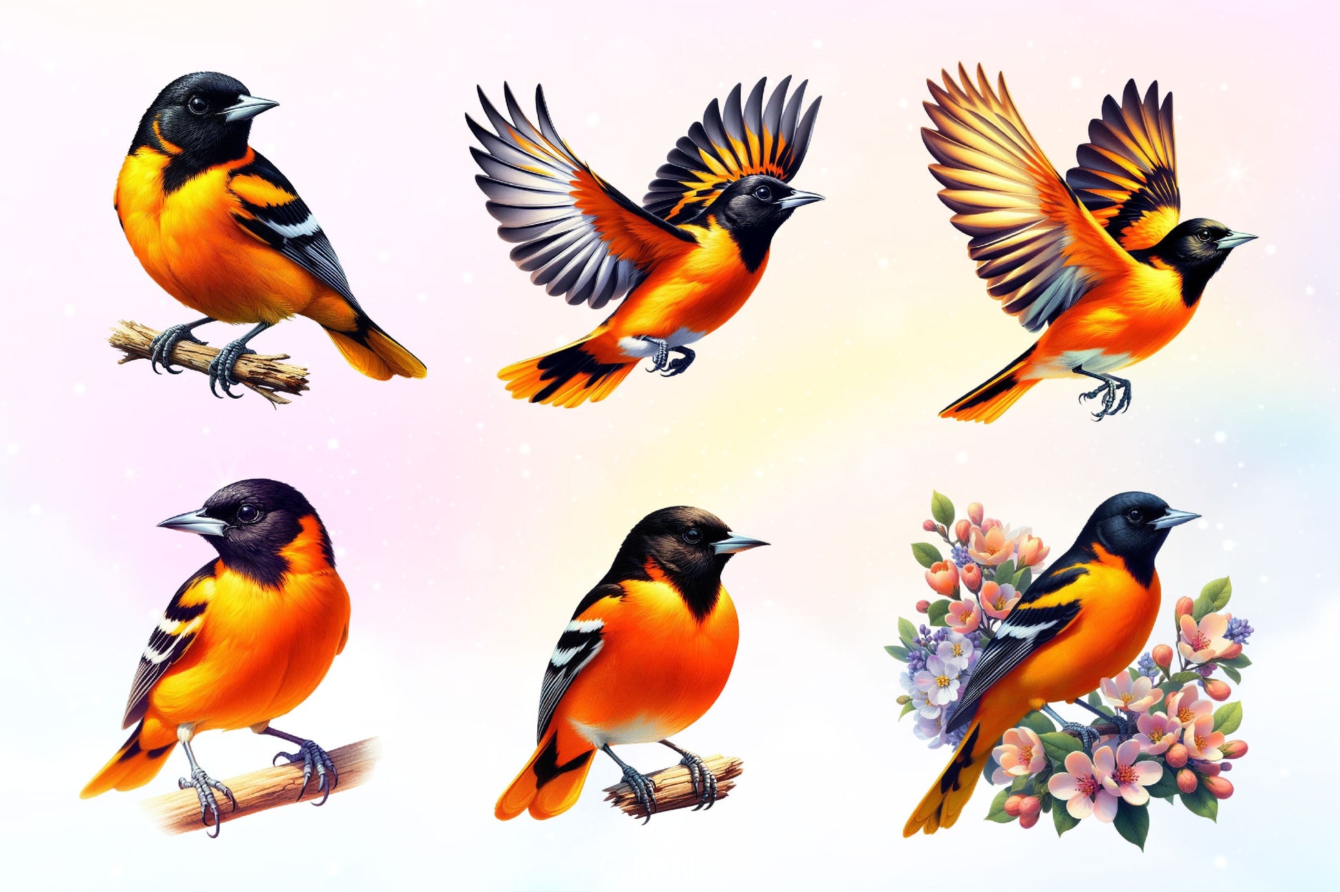 Baltimore Oriole Bird Clipart Bundle 5 - CraftNest - Digital Crafting and Art
