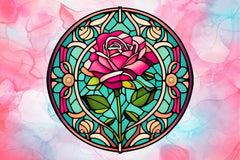 Red Rose Stained Glass Windows Clipart Bundle - CraftNest - Digital Crafting and Art