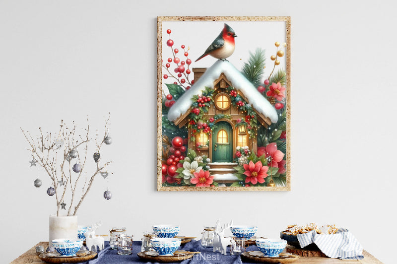 Christmas Bird House Clipart Bundle 4 - CraftNest - Digital Crafting and Art