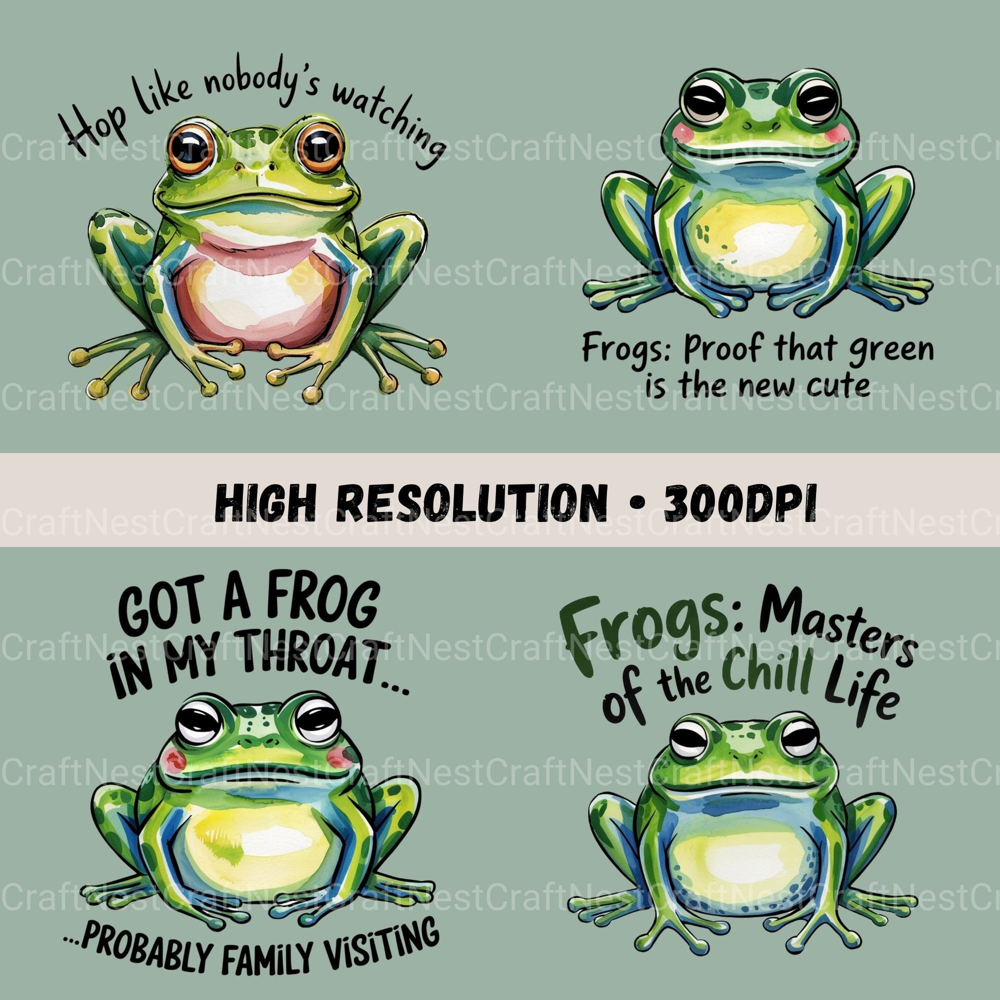 Funny Frog Quotes Clipart Bundle - CraftNest - Digital Crafting and Art