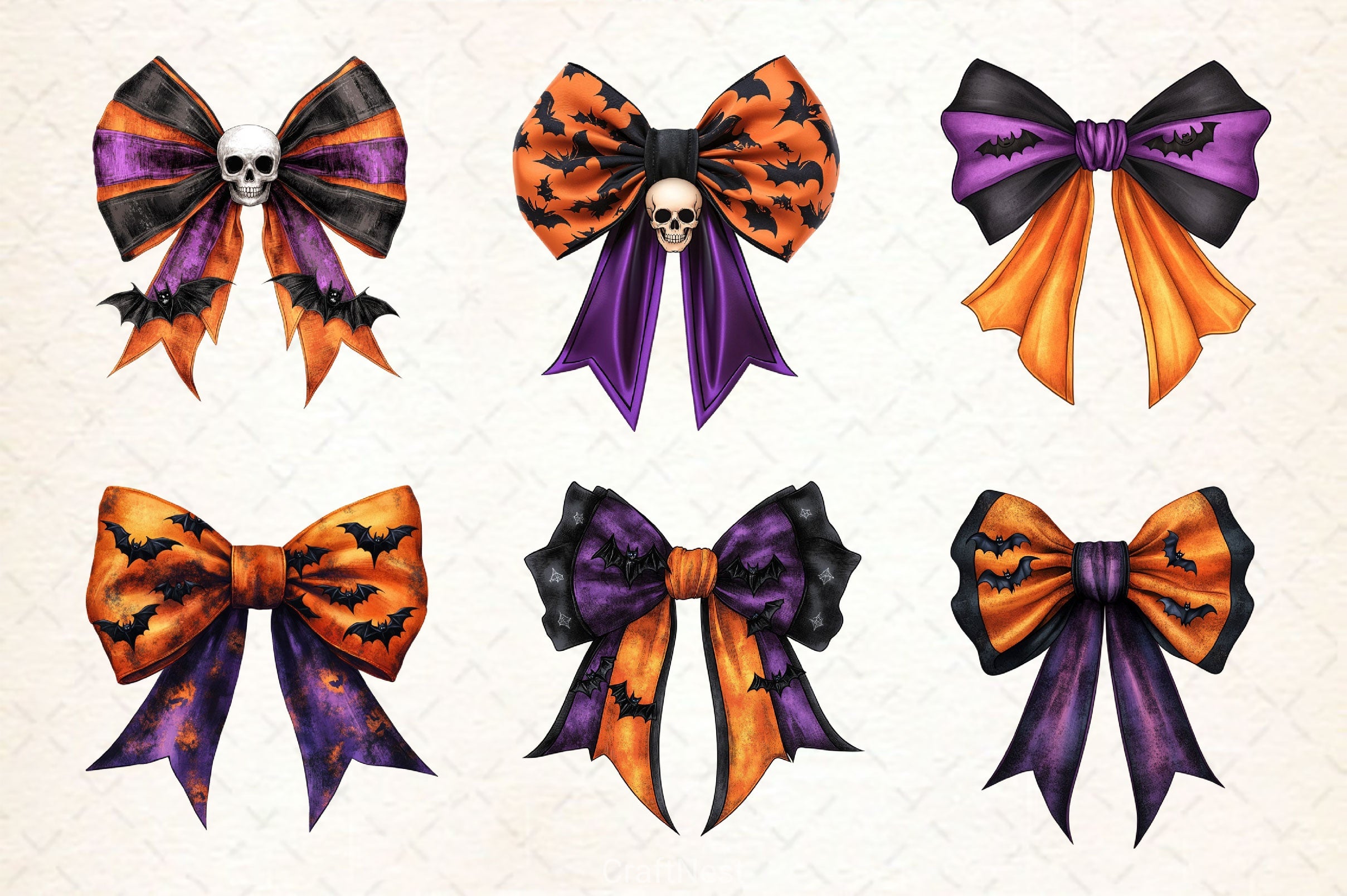 Halloween Bow Copy Clipart Bundle - CraftNest - Digital Crafting and Art