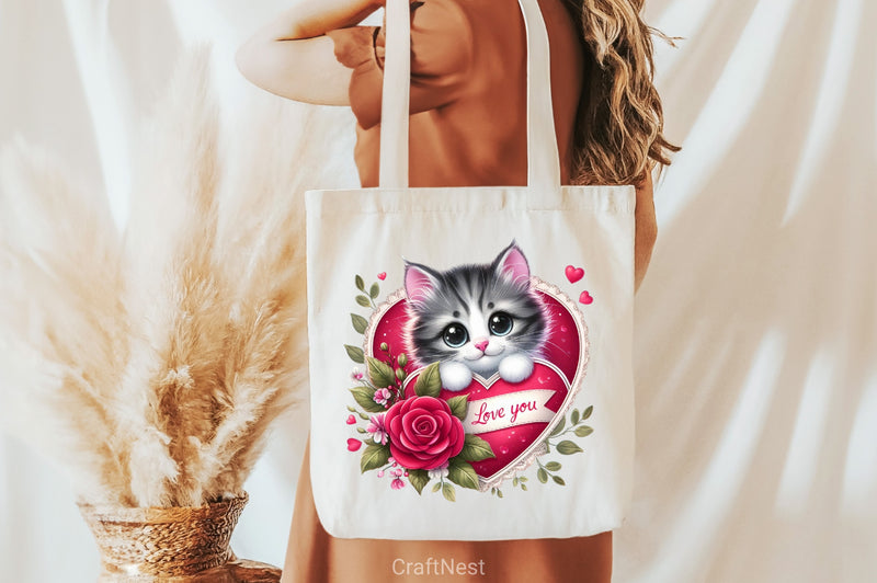 Love You Cat Valentine's Day Clipart Bundle 2 - CraftNest - Digital Crafting and Art