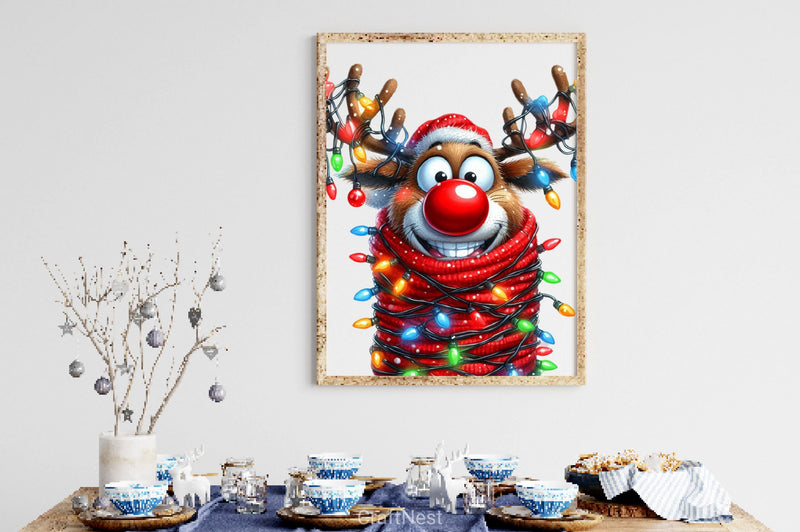 Funny Christmas Reindeer Clipart Bundle 4 - CraftNest - Digital Crafting and Art