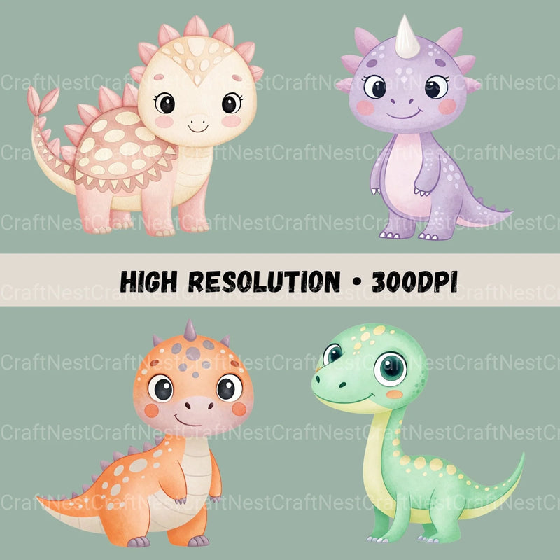 Cute Dinosaurs Clipart Bundle - CraftNest - Digital Crafting and Art