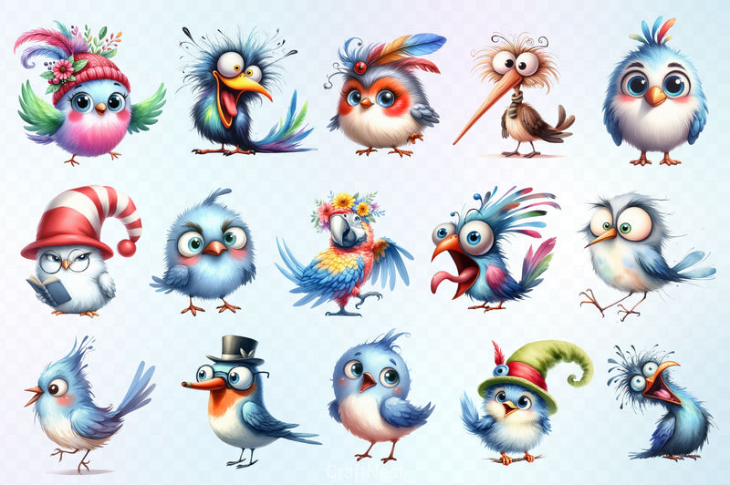 Funny Bird Clipart Bundle 4 - CraftNest - Digital Crafting and Art